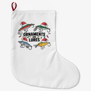 Grande Chaussette De Noël Ornements et leurres drôle de Noël Santa pêche 