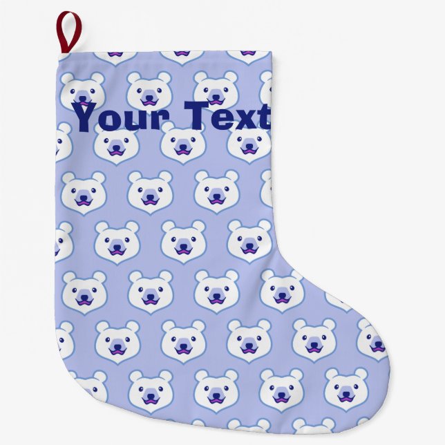Grande Chaussette De Noël Ours blanc de bande dessinée d'amoureux des (Devant)
