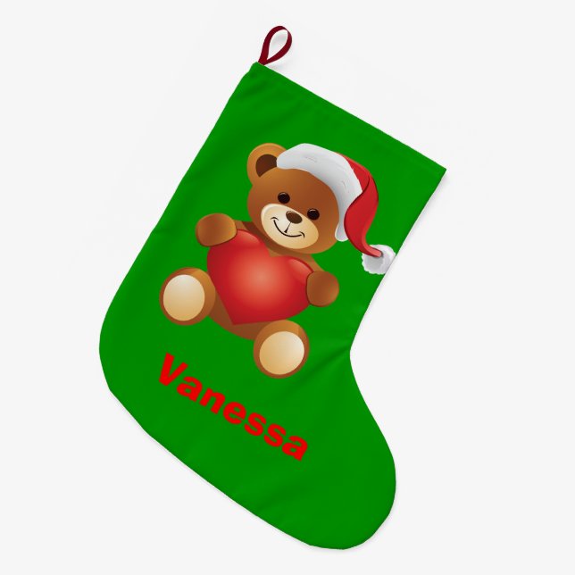 Grande Chaussette De Noël Ours en peluche mignonne Enfants Noël Stocker (Devant (Accrochage))