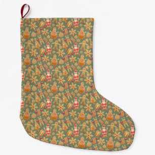 Grande Chaussette De Noël Pain d'épices/biscuits/motifs de Noël