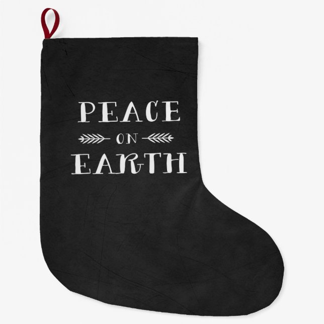 Grande Chaussette De Noël Paix sur Terre Noël Stocker (Devant)