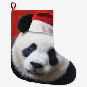 Grande Chaussette De Noël Panda ours en Père Noël