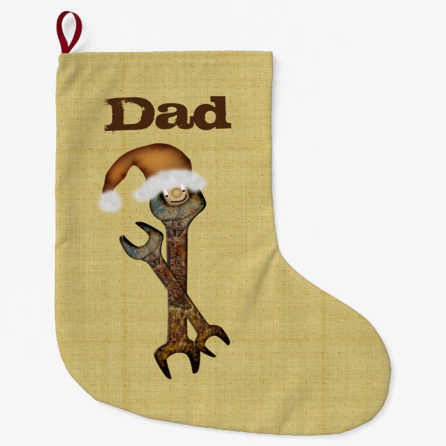 Grande Chaussette De Noël Papa Wrenches Noël Stocker (Devant)