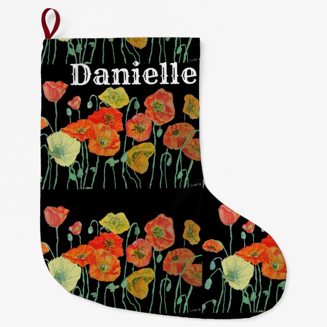 Grande Chaussette De Noël Papillons orange et jaune Art Noël Stocker (Devant)