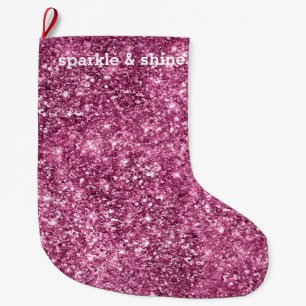Grande Chaussette De Noël Parties scintillant Bokeh rose