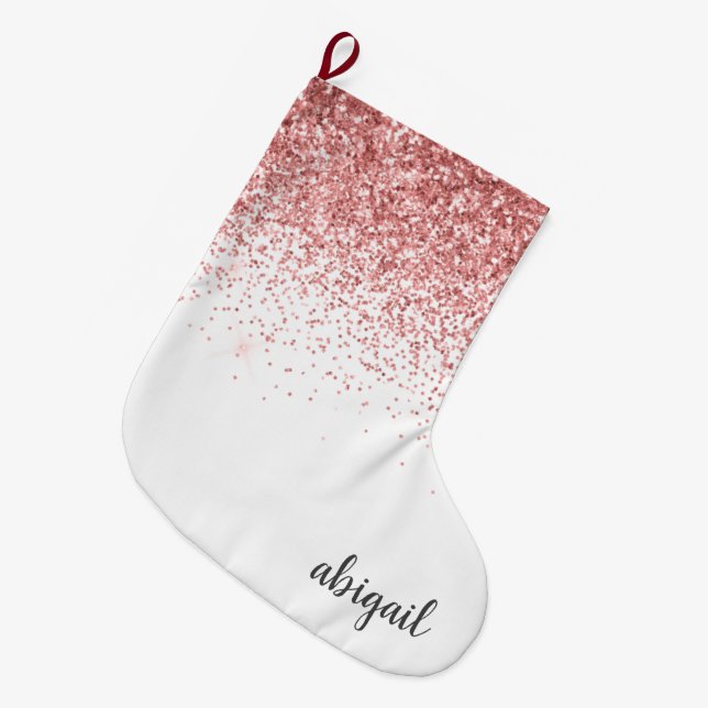 Grande Chaussette De Noël Parties scintillant de fille rose pâle Moderne Mon (Devant (Accrochage))