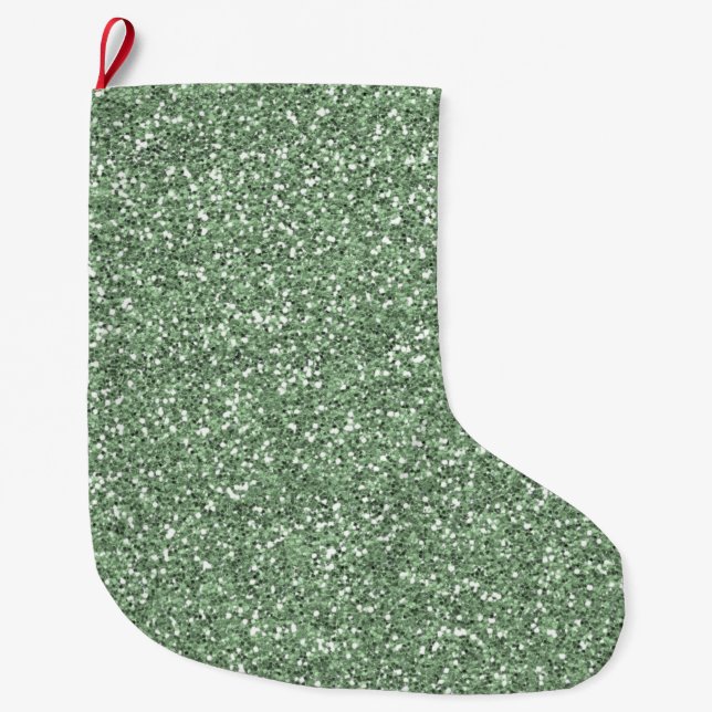 Grande Chaussette De Noël Parties scintillant Green Faux (Devant)