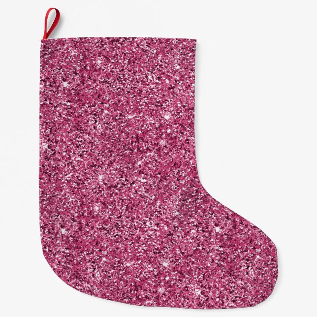 Grande Chaussette De Noël Parties scintillant rose Glitz (Devant)
