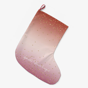 Grande Chaussette De Noël Parties scintillant rouge rose Ombre or Confetti
