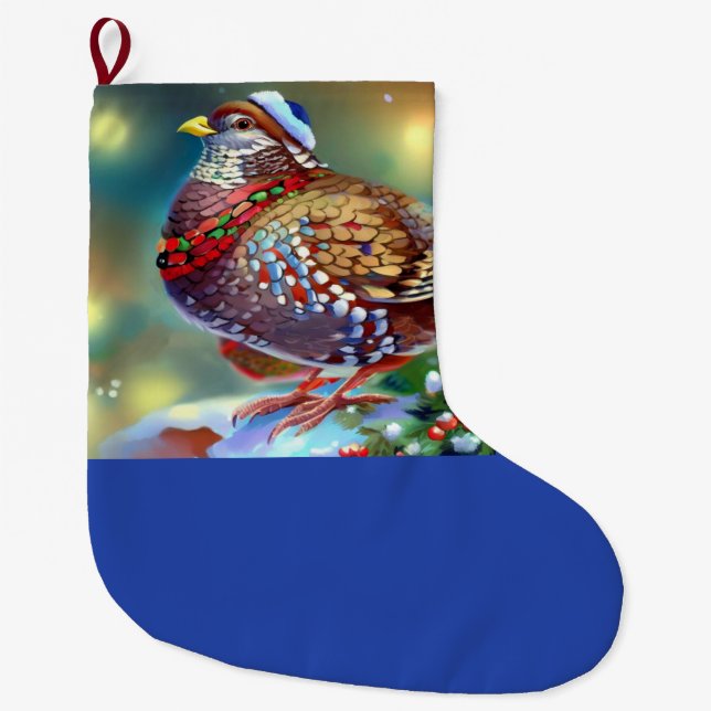 Grande Chaussette De Noël Partridge de Noël 4 (Devant)
