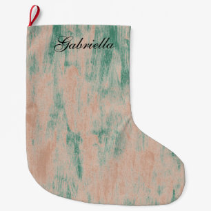 Grande Chaussette De Noël Peach Green Abstrait personnalisé