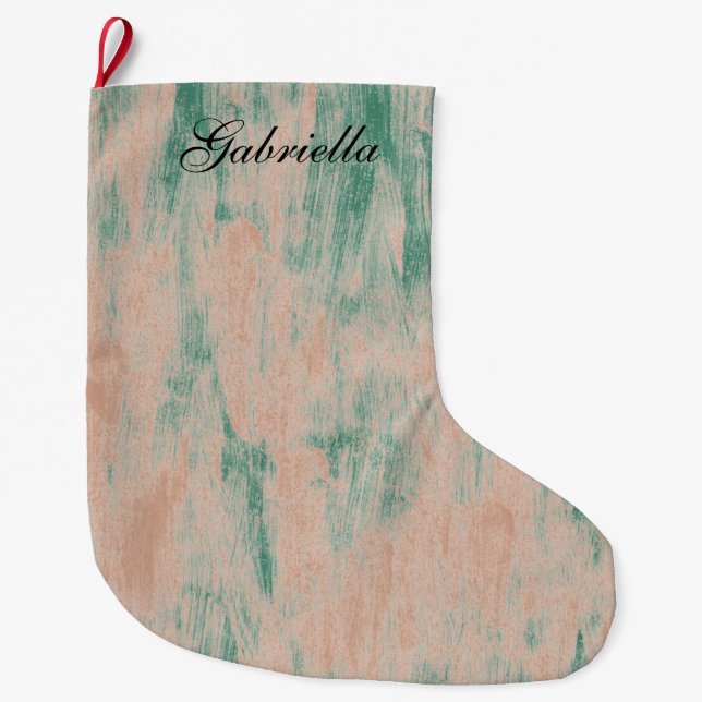Grande Chaussette De Noël Peach Green Abstrait personnalisé (Devant)