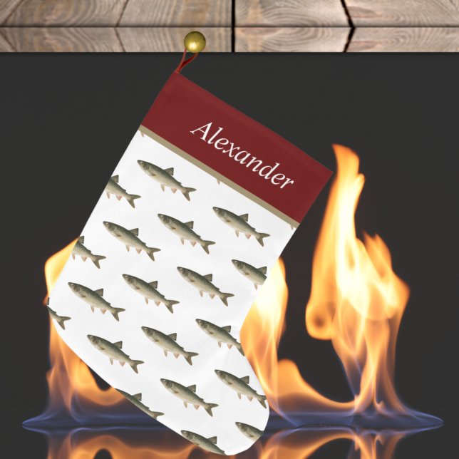 Grande Chaussette De Noël Pêcheurs à la mouche personnalisés poisson de vaca (Créateur téléchargé)