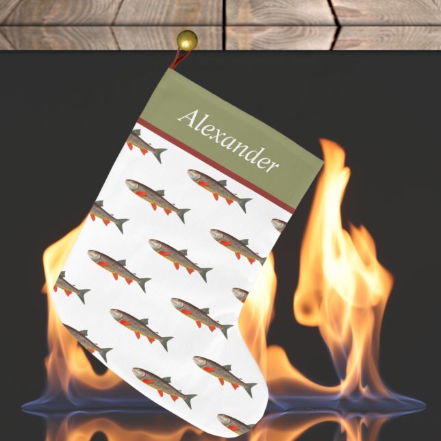 Grande Chaussette De Noël Pêcheurs à la mouche personnalisés Vacances truite (Créateur téléchargé)