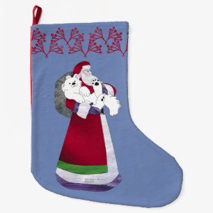 Grande Chaussette De Noël Père Noël et bébé Samoyed Noël Stocking