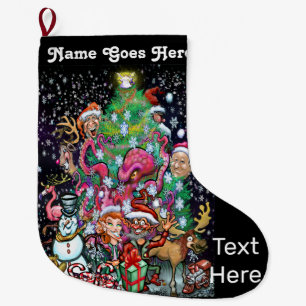 Grande Chaussette De Noël Père Noël et elfes de Noël Gros réapprovisionnemen