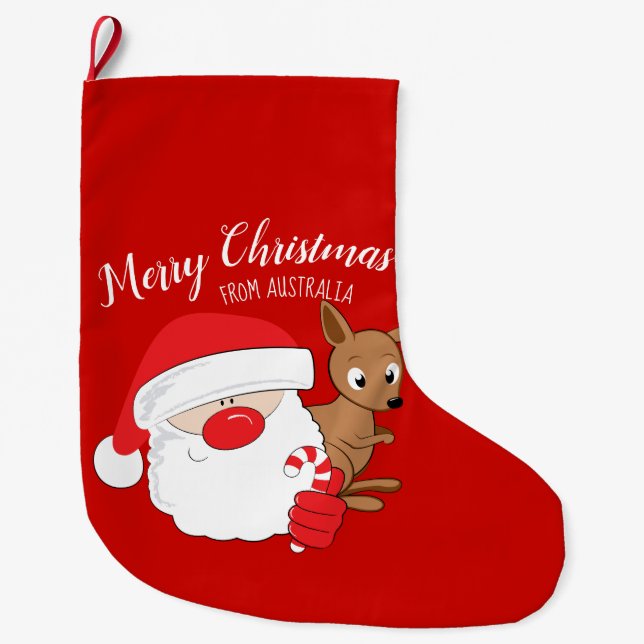 Grande Chaussette De Noël Père Noël et Kangaroo (Devant)