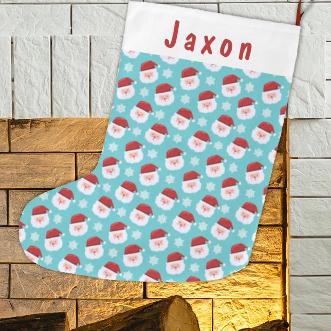 Grande Chaussette De Noël Père Noël Face Kids Nom personnalisé (Créateur téléchargé)