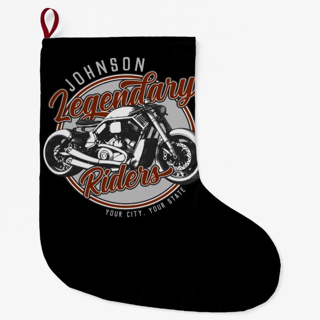 Grande Chaussette De Noël Personalized Motorcycle Legendary Rider Biker (Devant)