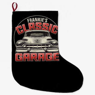 Grande Chaussette De Noël PERSONALIZED NAME Classic Car Garage Custom Shop