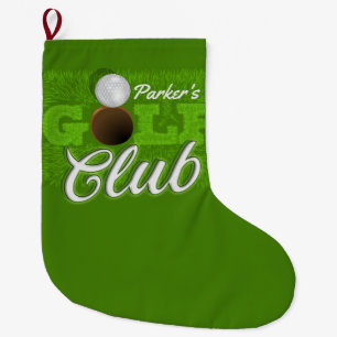 Grande Chaussette De Noël Personalized NAME Golfer Green Golf Course Club