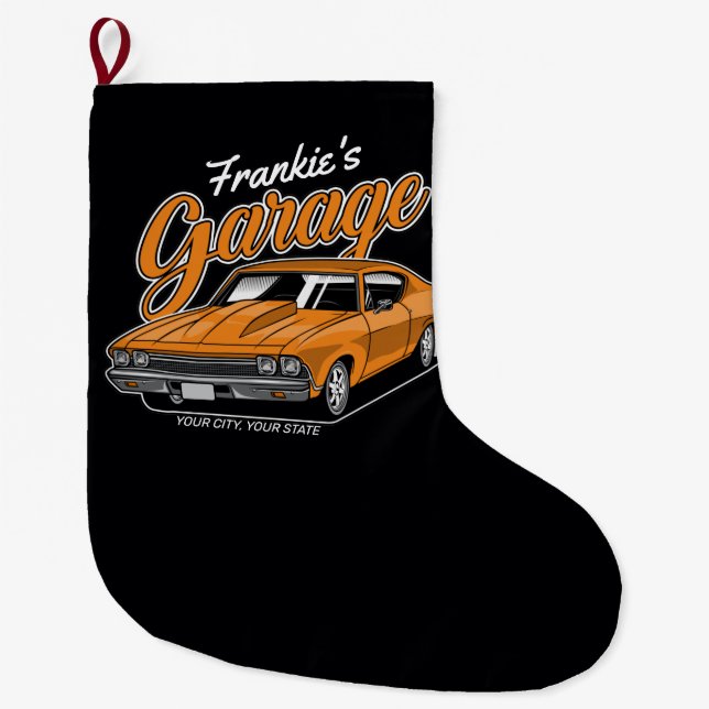 Grande Chaussette De Noël Personnalisé 1968 396 Classic Muscle Garage de voi (Devant)