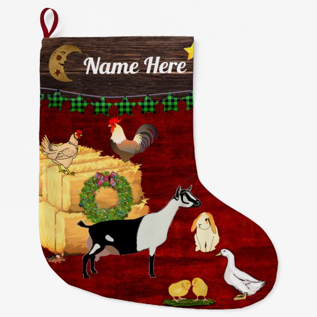 Grande Chaussette De Noël Personnalisé - Un Pays Noël Chèvre alpine Lar (Devant)