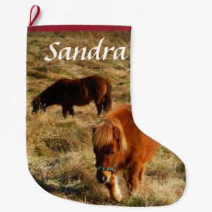 Grande Chaussette De Noël Personnaliser les poneys Cheval miniatures