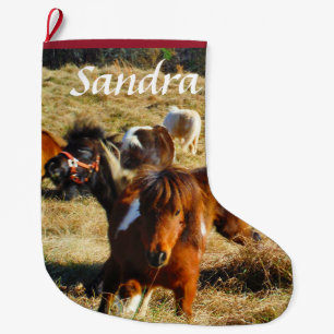 Grande Chaussette De Noël Personnaliser les poneys Cheval miniatures