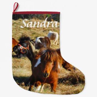 Grande Chaussette De Noël Personnaliser les poneys Cheval miniatures