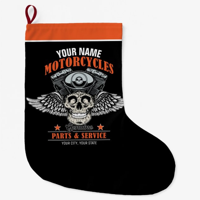 Grande Chaussette De Noël Personnalized Biker Flying (Devant)
