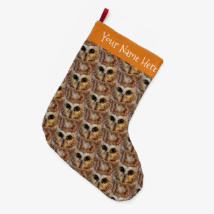 Grande Chaussette De Noël Petite Chouette blanche de Vache du Nord