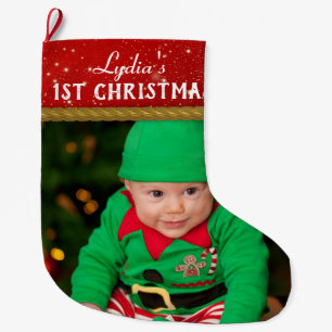 Grande Chaussette De Noël Photo de bébé Noël du bébé