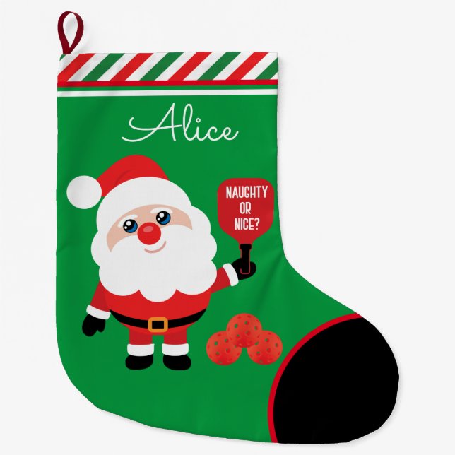 Grande Chaussette De Noël Pickleball 🎅 Père Noël  (Devant)