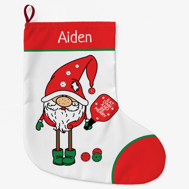 Grande Chaussette De Noël Pickleball Santas Grande réserve de Noël (Devant)