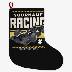 Grande Chaussette De Noël Pilote de voiture de course rapide de l'équipe de 