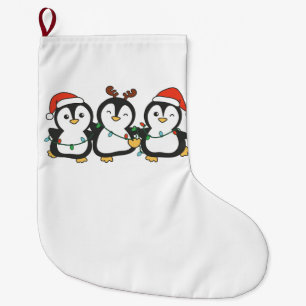 Grande Chaussette De Noël Pingouin animaux de Noël mignons pingouins vacance