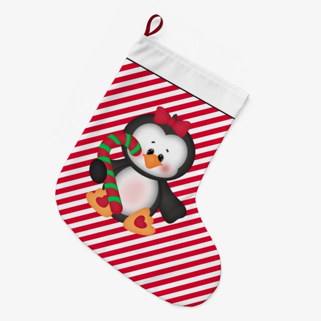 Grande Chaussette De Noël Pingouin de Noël Dessin de Noël (Devant (Accrochage))