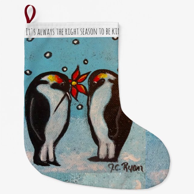 Grande Chaussette De Noël Pingouin Love Stocking (Devant)