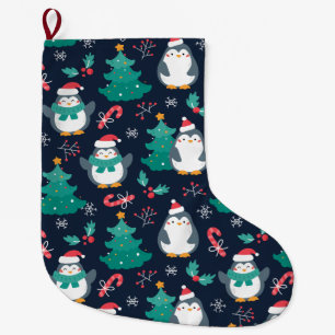 Grande Chaussette De Noël Pingouins de Noël mignons