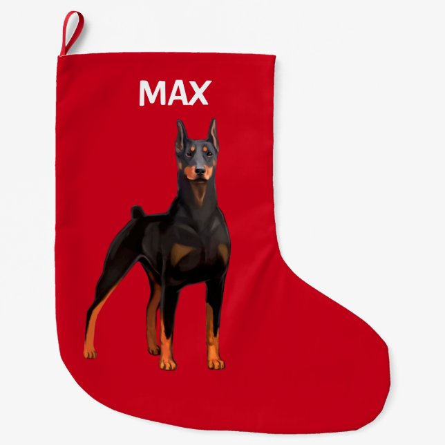 Grande Chaussette De Noël Pinscher de dobermann (Devant)