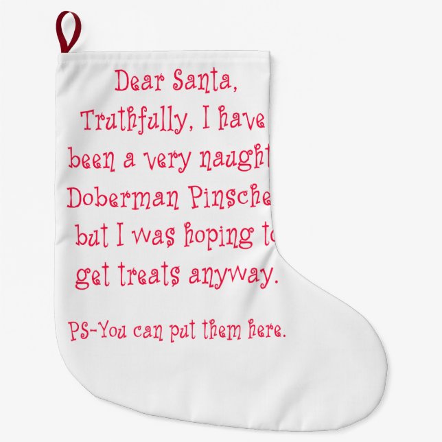 Grande Chaussette De Noël Pinscher vilain de dobermann (Devant)