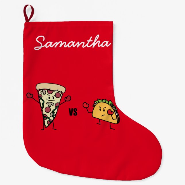Grande Chaussette De Noël Pizza de pepperoni CONTRE le taco : Mexicain (Devant)