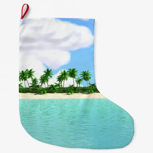 Grande Chaussette De Noël Plage tropicale (Devant)