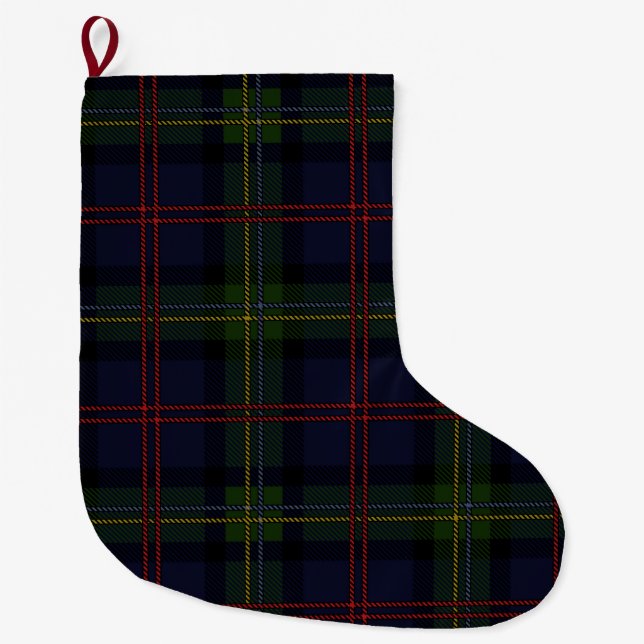Grande Chaussette De Noël Plaid Elegant Rustic Holiday Tartan (Devant)