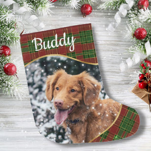 Grande Chaussette De Noël Plaid Moderne Personnalisé Animaux de Noël Stocker