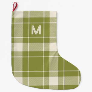 Grande Chaussette De Noël Plaid Monogramme personnalisé / Motif Tartan