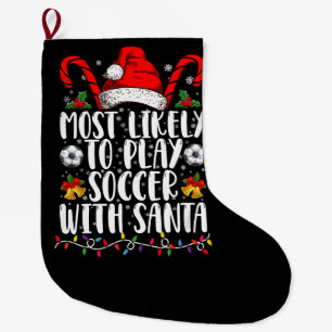 Grande Chaussette De Noël Plus Susceptible De Jouer Au Football Avec Santa F