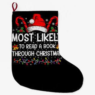 Grande Chaussette De Noël Plus susceptible de lire un livre à travers Noël