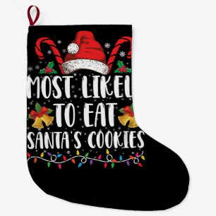 Grande Chaussette De Noël Plus Susceptible De Manger Les Cookies De Santa No
